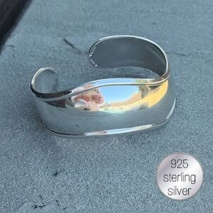 Sterling Silver Rolled Cuff  6” Wave Statement Bracelet 23 grams Stamped 925MEX